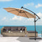 Coast 300 cm Beige Vrijhangende Parasol met LED-verlichting en Afstandsbediening – Zonnepaneel, Kant