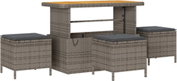 vidaXL - 4-delige - tuinset - met - kussens - - - Grijs - - - Poly - Rattan - - - Acacia