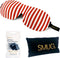 SMUG 3D Slaapmasker met Zwarte Oordopjes en Opbergzakje - 100% Verduisterend - Ergonomisch Oogmasker - Candy Cane Print