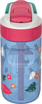 Kambukka Lagoon Drinkfles voor kinderen 400ml Blue Flamingo - met geïntegreerd rietje - drinkbus kinderen blauw - drinkbeker voor school