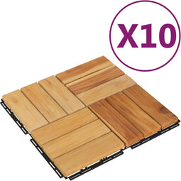 vidaXL - Terrastegels - 10 - st - 30x30 - cm - massief - teakhout