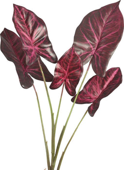 PTMD Leaves Plant Caladium Bos Kunsttak - 44x31x53 cm - Bordeauxrood