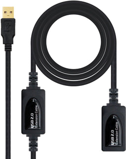 Nanocable 10.01.0213 - Verlengkabel USB - Male/female - Zwart