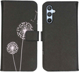 iMoshion Hoesje Geschikt voor Samsung Galaxy A34 (5G) Hoesje Met Pasjeshouder - iMoshion Design Softcase Bookcase - Zwart / Dandelion