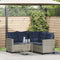 vidaXL - Tuinbank - met - tafel - en - kussens - L-vormig - poly - rattan - grijs