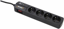 Infosec S4 Black Line II - 4-voudige Stekkerdoos met Schakelaar - LED-indicator - Zwart