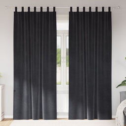 vidaXL - Zwarte - Gordijnen - met - Hanglussen - 2 - stuks - Donkergrijs - Velvet