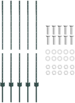 vidaXL - Hekpalen - 5 - stuks - U-profiel - Groen - 120 - cm - Staal