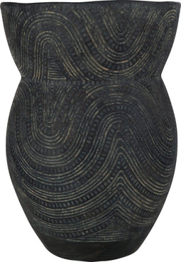 J-Line vaas Cirkel - cement - zwart/bruin - 47 cm hoog