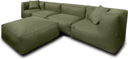 Feel Furniture - Binnen en Buiten bank - Odin - 4 Persoonsbank - Groen - Met Hocker