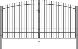 vidaXL - Hekpoort - dubbele - deur - met - speren - bovenkant - 400x248 - cm