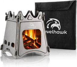 Travelhawk Mini Houtkachel - Inklapbaar Campingkooktoestel - Roestvrij staal - Zilver