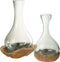J-Line vaas Fles Gamal - hout/glas - naturel/transparant - small - 29 cm hoog