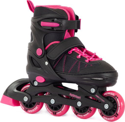 Aventuri Verstelbare Inline Skates - Semi-softboot Skeelers - Verstelbaar Maat 34-37 (M) - Voor Meisjes - Zwart/Roze