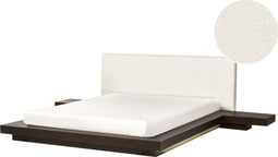 ZEN - Tweepersoonsbed met LED - Donkerhout - 160 x 200 cm - Bouclé