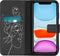 iMoshion Hoesje Geschikt voor iPhone 11 Hoesje Met Pasjeshouder - iMoshion Design Softcase Bookcase - Wit / Zwart / Woman Flower Black