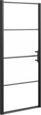 vidaXL - Douchedeur - halfmat - 91x195 - cm - gehard - glas - zwart
