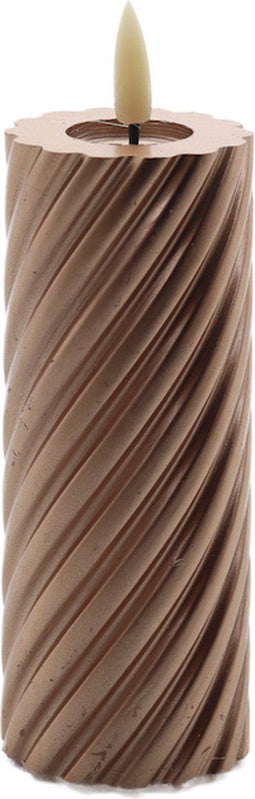 swirl led kaars metallic champagne 5x12,5cm