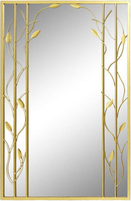 Wandspiegel DKD Home Decor Spiegel Gouden Metaal Blad van een plant (60 x 2 x 90 cm)