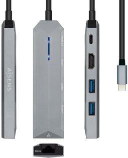 Aisens ASUC-5P003-GR - Hub USB - 4K Ultra HD - Grijs