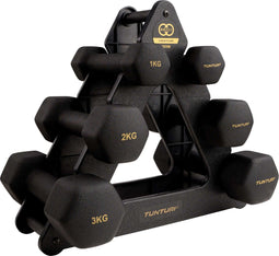 Tunturi Centuri - Halterset - Dumbbellset met opbergrek - 1 t/m 3kg (3 paar)