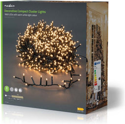Nedis Kerstverlichting - Compacte cluster - 1800 LED's - Warm Wit - 36.00 m - Licht effecten: 7 - Binnen & Buiten