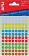 Apli ronde etiketten in etui diameter 8 mm, geassorteerde kleuren, 288 stuks, 96 per blad (2092)