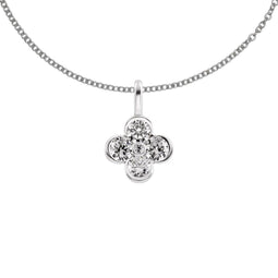 Diamonfire - Zilveren collier met hanger 45 cm - Bloem met 4 blaadjes - Wit