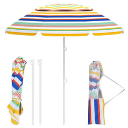 Coast Draagbare Strandparasol - 200 cm - Kantelmechanisme en Zandanker - Multicolor