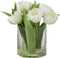 J-Line bloem tulpen In Vaas Rond - kunststof - glas - wit - large