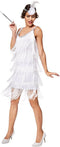 Dressforfun Charleston Diva - Vrouwenkostuum - Franjejurk met haarband en veer - Wit (XL)