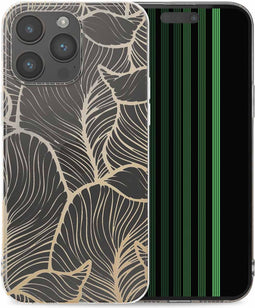 iMoshion Hoesje Geschikt voor iPhone 15 Pro Max Hoesje Siliconen - iMoshion Design hoesje - Transparant / Golden Leaves Transparant