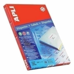 Stickers/etiketten Apli 64 x 33,9 mm 100 Lakens Wit A4
