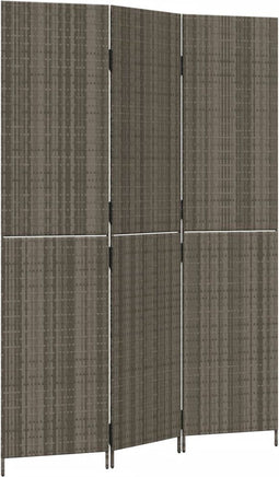 vidaXL - Kamerscherm - 3 - panelen - poly - rattan - grijs
