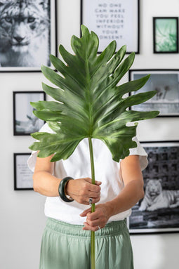 J-Line decoratie Blad - kunststof - donkergroen