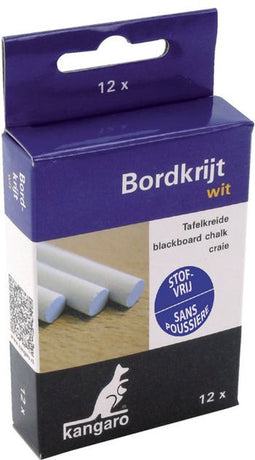 Schoolbordkrijt 12stuks wit stofvrij - 12 stuks
