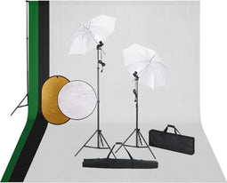 vidaXL - Fotostudioset - met - lampen, - achtergrond - en - reflector