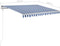 vidaXL - Luifel - handmatig - uittrekbaar - met - LED - 350x250 - cm - blauw - en - wit