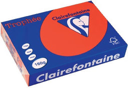 Clairefontaine Trophée Intens, gekleurd papier, A4, 160 g, 250 vel, koraalrood