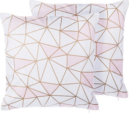 CLARKIA - Sierkussen set van 2 - Wit/Roze - 45 x 45 cm - Katoen
