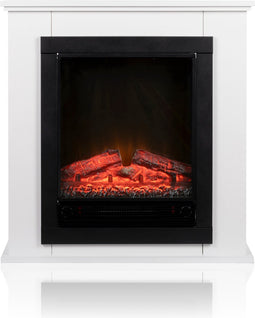 Classic Fire Sfeerhaard Elektrisch Lugano - Sfeerhaard met Schouw 1800W - Electrische Haard met Verwarming, Bedieningspaneel en Timer - Kachel Elektrisch met LED Vlammen - Vrijstaand - Wit