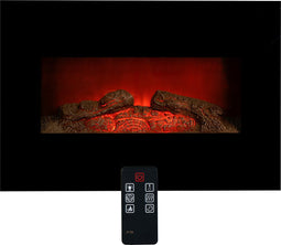 Classic Fire Sfeerhaard Elektrisch Memphis - Electrische Haard met Verwarming, Afstandsbediening en Timer - Kachel Elektrisch met LED Vlammen - 1800W - Wandmontage - Zwart