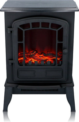 Classic Fire Sfeerhaard Elektrisch Torino - Electrische Haard met Verwarming, Bedieningspaneel en Timer - Kachel Elektrisch met LED Vlammen - 2000W- Vrijstaand - Zwart