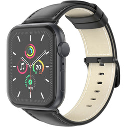 Classic lederen bandje voor de Apple Watch Series 1-9 / SE / Ultra (2) - 42/44/45/49 mm - Zwart
