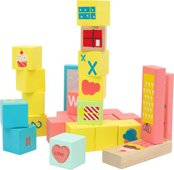 CLASSIC WORLD Houten blokken met snoep Puzzel Leren tellen en letters 68 st.