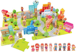 Classic World Houten Blokken Stad, 120dlg. Afmeting artikel: 64 x 43 x 15,5 cm
