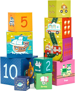 CLASSIC WORLD kubussen puzzel Transport Engels leren 10 stuks
