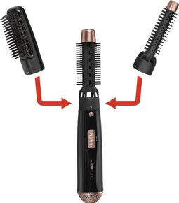 Clatronic HAS 3659 Krulborstel Heteluchtborstel - Zwart 600 W - 3 Opzetstukken