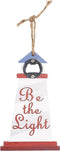 Clayre & Eef Flesopener 12x20 cm Rood Wit Ijzer Rechthoek Vuurtoren Be the Light Bieropener Flessenopener