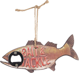 Clayre & Eef Flesopener 20x9 cm Bruin Ijzer Vis Bait & Tackle Bieropener Flessenopener